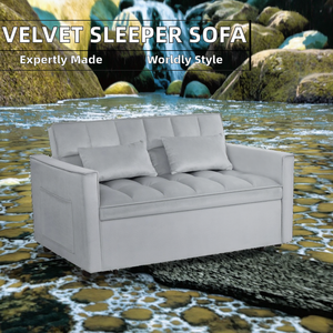 Canapé-lit convertible moderne en velours de 55 pouces avec rangement, confortable pour la maison - Product Image 2