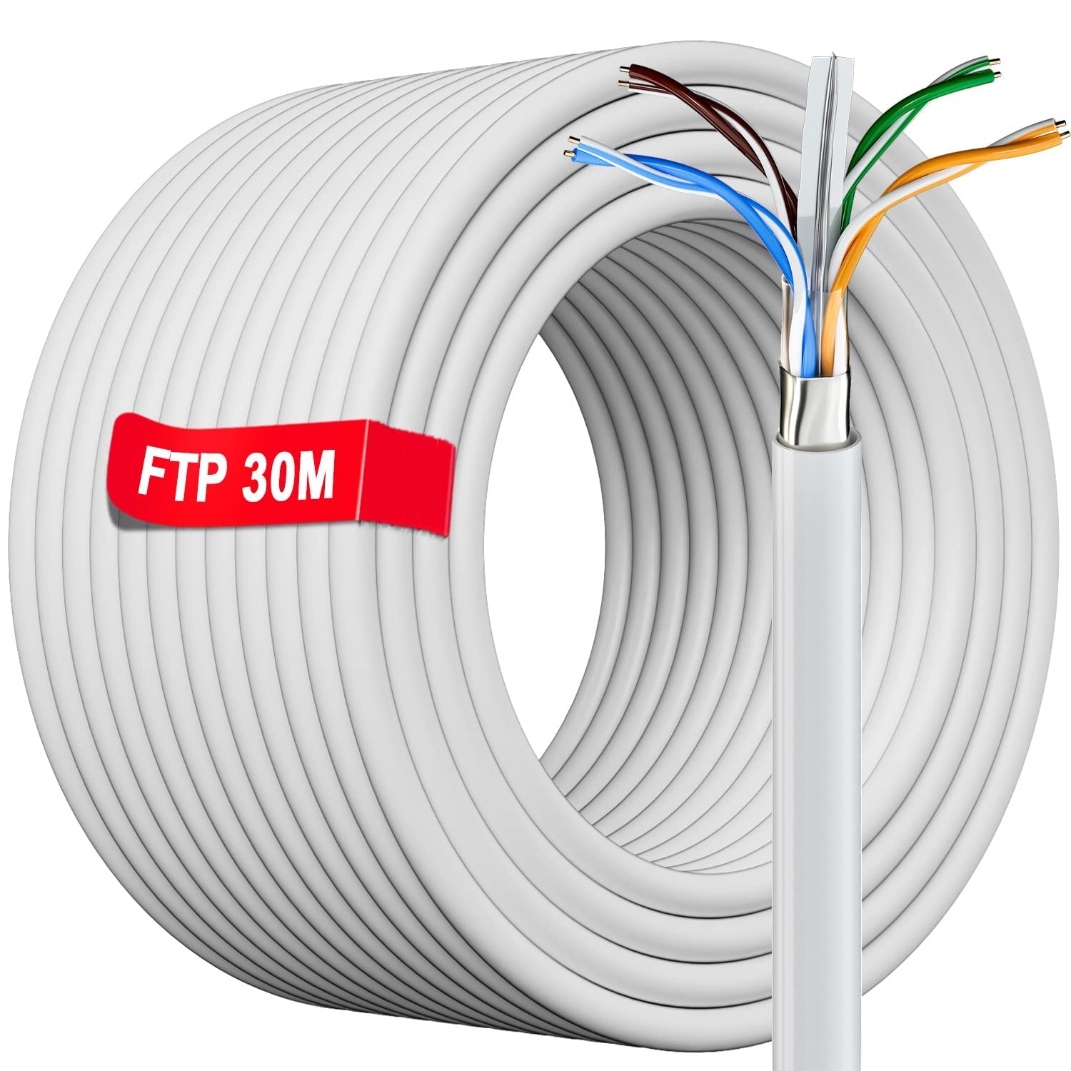 كابل إيثيرت Cat6 عالي السرعة بطول 305 مترًا مزود بجسم متشابك 23AWG من النحاس من البلاستيك والبولي إيثيلين والبولي إيثيلين المُخلوط والمتعدد الاستخدامات STP وFTP وكابل شبكة محلية للأماكن الخارجية لـ Cat5e وCat6 وCat6A