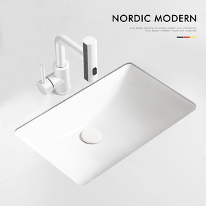 Ceramic Undermount Sink Square Single <b>Basin</b> Bathroom Vanity Stone <b>Basin</b> No Hole Faucet Mount Smooth Glaze Spraying - Product Image 2