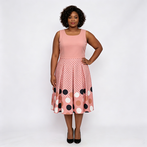 Conjunto de Dos Piezas para Mujer Talla Grande, Vestido con Estampado de Lunares, Elegante, Largo hasta la Rodilla, Ropa Formal de Primavera con Decoración de Apliques - Product Image 5