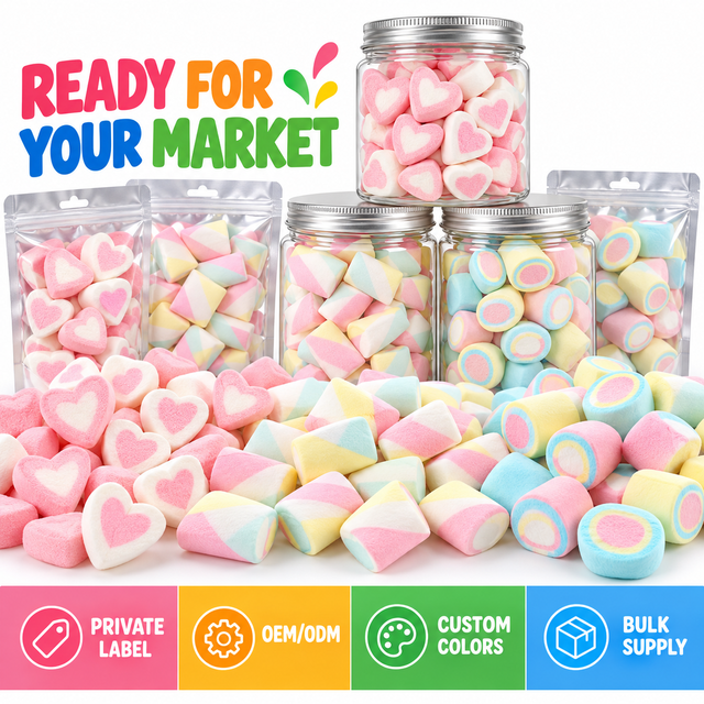High Quality Custom Snacks Colorful Marshmallow Freeze Dried Candy Fruity Flavor Sweets Lyophilization Candy Bag Cube Shape