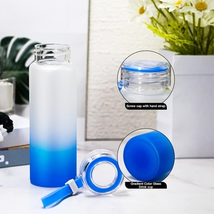 Botella de Agua Personalizada al por Mayor con Logotipo, Vaso de Vidrio Esmerilado que Cambia de Color con Tapa - Product Image 3
