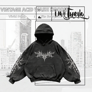 Hoodie Unisexe Vintage Délavé à l'Acide Coupe Boxy Personnalisable 100% Coton Éponge Brodé Doublé Respirant Écologique 310g - Product Image 2