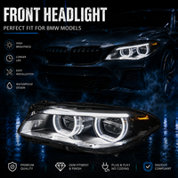 Nouvel ensemble de phares LED 6000K BK pour BMW Série 5 F10 2011-2017 avec feux de jour Angel Eyes améliorés