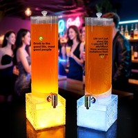 Distributeur de bière LED en plastique à texture craquelée, 2L 3L, tour à bière lumineuse de table, robinet à grain de pierre pour bar