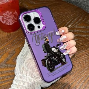 <span class=keywords><strong>Coque</strong></span> de protection givrée argentée populaire pour <span class=keywords><strong>iPhone</strong></span> 15 14 13 <span class=keywords><strong>12</strong></span> 11 Plus 17 Pro Max, motif <span class=keywords><strong>moto</strong></span> garçon - Product Image 4