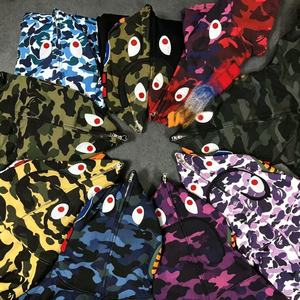 2026 a BATHING B Street Wear Sudaderas con capucha de camuflaje de calidad BAPAES <span class=keywords><strong>Shark</strong></span> con cremallera completa 100% algodón para hombre y mujer - Product Image 1