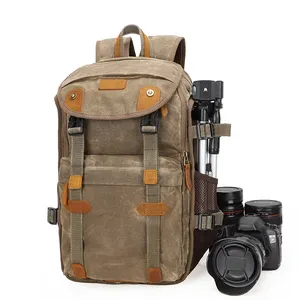 Wholesale High Quality Casual canvas shoulder camera bag retro waterproof internal tripod SLR digital microsingle camera bag