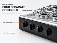 Cuisinière à gaz à brûleurs simples de type européen, cuisinière à gaz verticale à quatre brûleurs, cuisinière à gaz européenne pour l'intérieur et l'extérieur