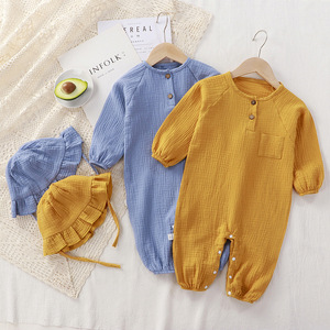 Tutina Casual Unisex per Neonati in Cotone e Garza, Pagliaccetto Primaverile Autunnale Estivo - Product Image 3