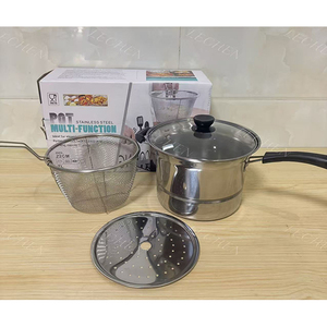 Friteuse multifonction en acier inoxydable, marmite à nouilles, pot à <span class=keywords><strong>pâtes</strong></span>, pot à soupe <span class=keywords><strong>avec</strong></span> panier vapeur et <span class=keywords><strong>couvercle</strong></span> en verre pour la cuisine - Product Image 6