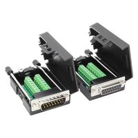 Konektor Tanpa Solder DB15 15Pin D-SUB Adaptor Terminal Breakout Pria untuk Port Serial RS232