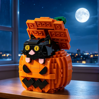 Ensemble de blocs de construction Halloween Jack O Lantern, modèle de citrouille et chat noir en briques, décoration effrayante DIY, cadeau pour la maison ou le bureau