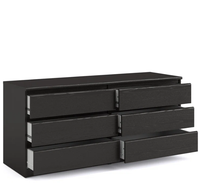 Commode à 6 tiroirs Factory Direct Design minimaliste moderne avec grand espace de rangement Texture en bois noir pour chambre salon