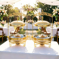 Chauffe-Plat Commercial de Luxe Suspendu Plaqué Or 8L – Ensemble Buffet pour Réceptions de Mariage et Événements de Noël