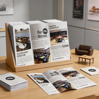 Brochure de profil d'entreprise pliée en trois, en papier couché 157 g/m² avec pelliculage brillant simple face, vente en gros usine