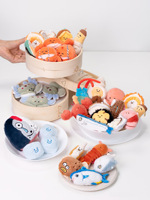 Authentique marché de fruits de mer fraîchement expédié Fun Sea Catching Creative Cartoon Peluche écologique Différents styles Porte-clés de fruits de mer