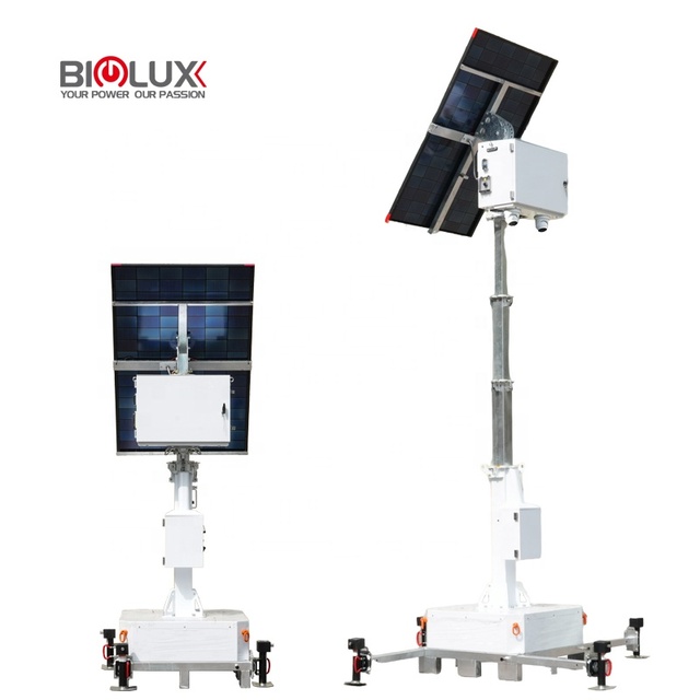 BIGLUX Mobile CCTV Trailer Solar CCTV Tower Security Camera Monitoring System with Solar Surveillance for Parking Lots