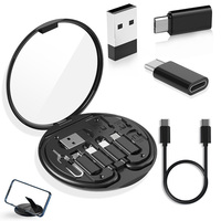 Kit de câbles de charge 6 en 1 Schitec Mirror, boîte de rangement pour carte SIM, ensemble de câbles de données multifonction pour appareil mobile