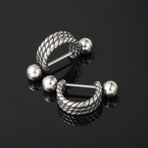 <b>Cuff</b> <b>Earrings</b> Metal Striped Retro Geometric Spike Party Studs CF111 - Product Image 3