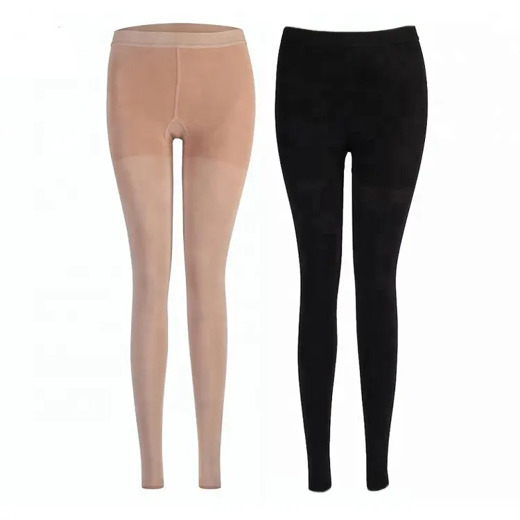 Medical Class II 23-32mmhg soft nude and black solid slim control footless pants high waist nylon compression leggings for women