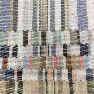Custom Design Medium Weight Striped <strong>Ramie</strong> Linen Cotton Material <strong>Yarn</strong> Dyed Woven Fabric - Product Image 6