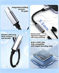 USB C to 3.5mm Headphones Adapter with DAC Digital Decoding Round Hole Audio Headphones <strong>Converter</strong> for Music Live Streaming - Product Image 5