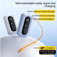 Câble rétractable pour le commerce électronique, charge super rapide 22,5 W, plastique, 10 000 mAh, source d'alimentation mobile promotionnelle