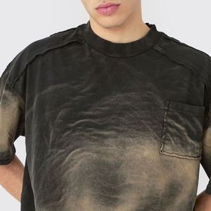 เสื้อยืดทรงบ็อกซี่โอเวอร์ไซส์ผ้าคอตตอน 100% หนานุ่ม แบบลำลอง ซักแล้ว ทรงบ็อกซี่สำหรับผู้ชาย เสื้อยืดเปล่าทรงบ็อกซี่ - Product Image 2