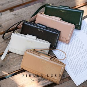 Pierre Loues Women's Long Wallet Large Capacity RFID Blocking Green Leather <b>Clutch</b> <b>Bag</b> Everyday Use - Product Image 2