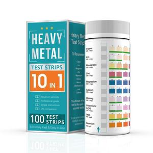 10-Wege-Teststreifen für Schwermetalle im Wasser, 125 Stück Heim-Trinkwasser-Testkit für Eisen, Quecksilber, Kupfer, Blei, Chrom, Magnesium - Product Image 1