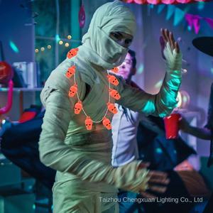 हेलोलिन की अगुवाई वाली खोपड़ी का हार लाइट क्रॉस-बॉर्डर गार्डन वातावरण बैटरी से चलने वाले भूत फेस्टिवल रोशनी प्लास्टिक - Product Image 4