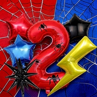 Ensemble de 6 ballons en feuille d'aluminium numérotés rouges à motif d'araignée pour fête à thème, anniversaire, Halloween