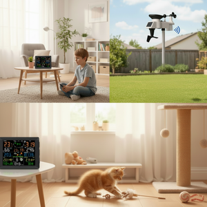 Estación Meteorológica WiFi FT0300 con Sensor Inalámbrico de Temperatura, Humedad, Pluviómetro, Anemómetro, Pronóstico del Tiempo, 8 Canales - Product Image 6