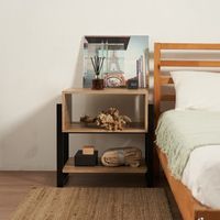 Table de chevet design moderne ODM/OEM Taïwan, bois et métal, mobilier de chambre à coucher, 45x60x60cm, blanc/noir/Personnalisé