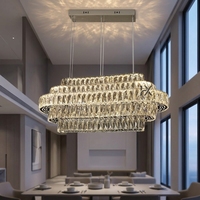 Nouvelle Suspension LED de Luxe en Acier Inoxydable et Cristal, Hauteur Réglable, pour Salon et Chambre à Coucher, Modèle 2026