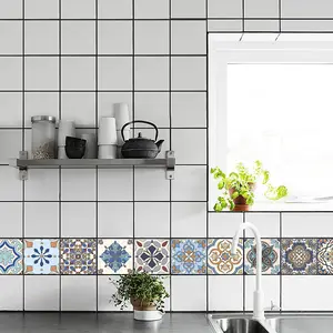 Adesivos para estênceis de parede, fácil aplicação, descasca e cola, decalques para azulejos de banheiro e cozinha, 10 peças