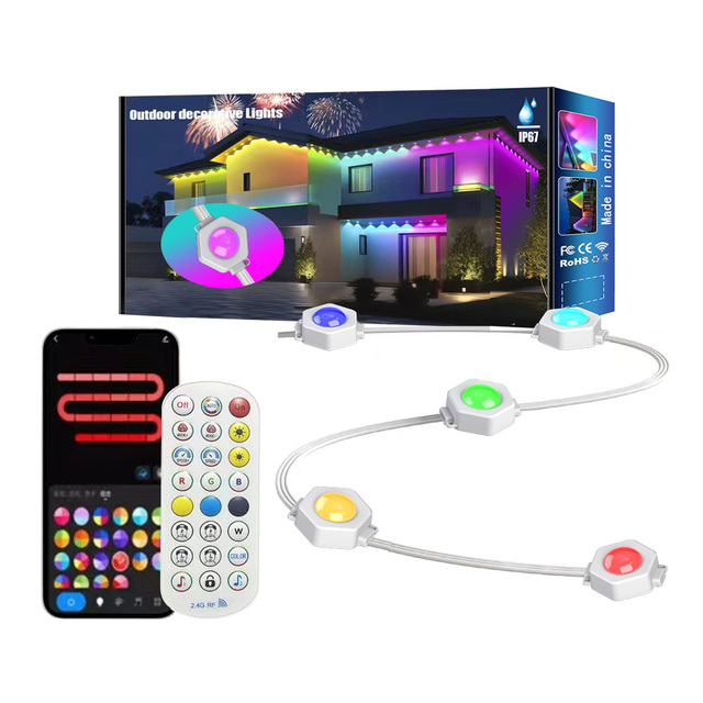 IP67 Waterproof 100FT Smart LED Strip Lights RGBCW Outdoor Eaves with App for Permanent Christmas Decorations