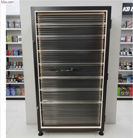 Maxsen Vollschwarze, Robuste, Umweltfreundliche Metall-Wandvitrine mit LED-Beleuchtung für Sammelkarten in TCG-Geschäften