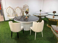 Table de banquet rectangulaire en acier inoxydable avec plateau en verre et structure démontable pour mariage, hôtel, événementiel, location USA