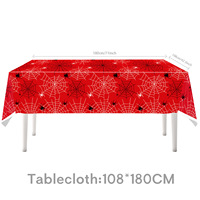 Housse de table rectangulaire en plastique, toile d'araignée d'Halloween, imperméable, jetable, décoration de fête et de pique-nique, 2 pièces