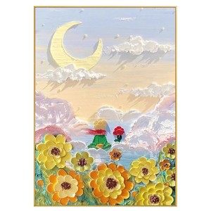 Pintura al óleo pintada a mano del Principito, marco de Metal rectangular, decoración con retroiluminación, Mural de pared para dormitorio, sala de estar, entrada - Product Image 5