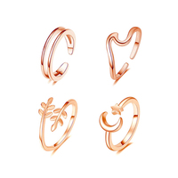 Vente en gros 18k plaqué or bijoux 925 en argent Sterling étoile lune réglable Knuckle doigt Pinky orteil anneaux ensemble pour les femmes