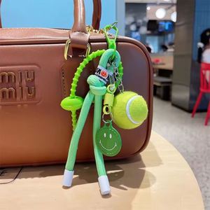 Colorful Tennis Ball Leather Keychain Nylon Rope Bag Pendant New Arrival Kids' Fashionable Backpack Charm <b>Key</b> <b>Ring</b> Gift Idea - Product Image 3