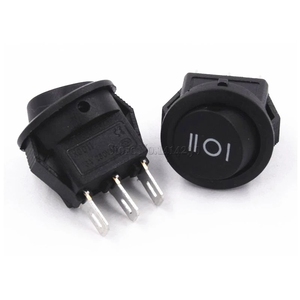 16mm çap küçük yuvarlak siyah 3 Pin 6A/125V 3A/250V SPDT ON-OFF-ON Rocker anahtarı Snap-in - Product Image 5
