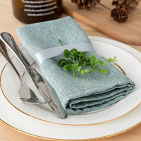 Serviettes en tissu 100 % polyester lavées à la pierre bleu aqua, modernes et réutilisables, pour mariages côtiers et usage en restauration (vente en gros)