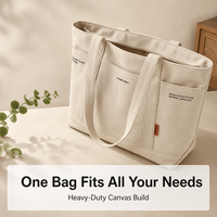 Bolsos de Lona Personalizados Reutilizables de Moda, Bolsos de Mano de Lona de Algodón para Mujer con Bolsillo