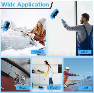 Nettoyeur de voiture en PVC à cinq faces avec manche long, brosse à poils doux et manche extensible - Product Image 3