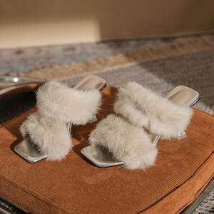 Nouvelles pantoufles à talons et à plumes, mules kitten, sandales à bout ouvert, pantoufles en fausse fourrure à talons <span class=keywords><strong>pour</strong></span> femmes - Product Image 3
