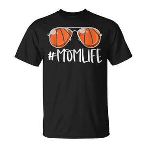 T-shirt Momlife Basketball Aviators noir à col rond et manches courtes, impression numérique pour mamans, cadeau pour la fête des mères - Product Image 1